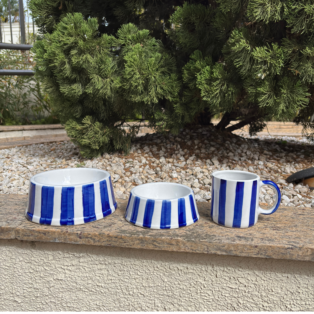 Comedouro listrado azul dogmatch - PET